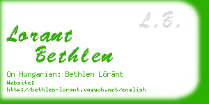 lorant bethlen business card
